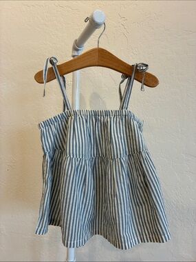 Pink Chicken Blue and White Striped Cotton Tie-Shoulder Camisole Top